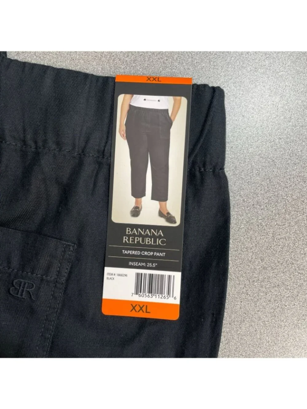 NWT Banana Republic Women's XXL Black Tapered Crop Pants Linen Blend  B1697